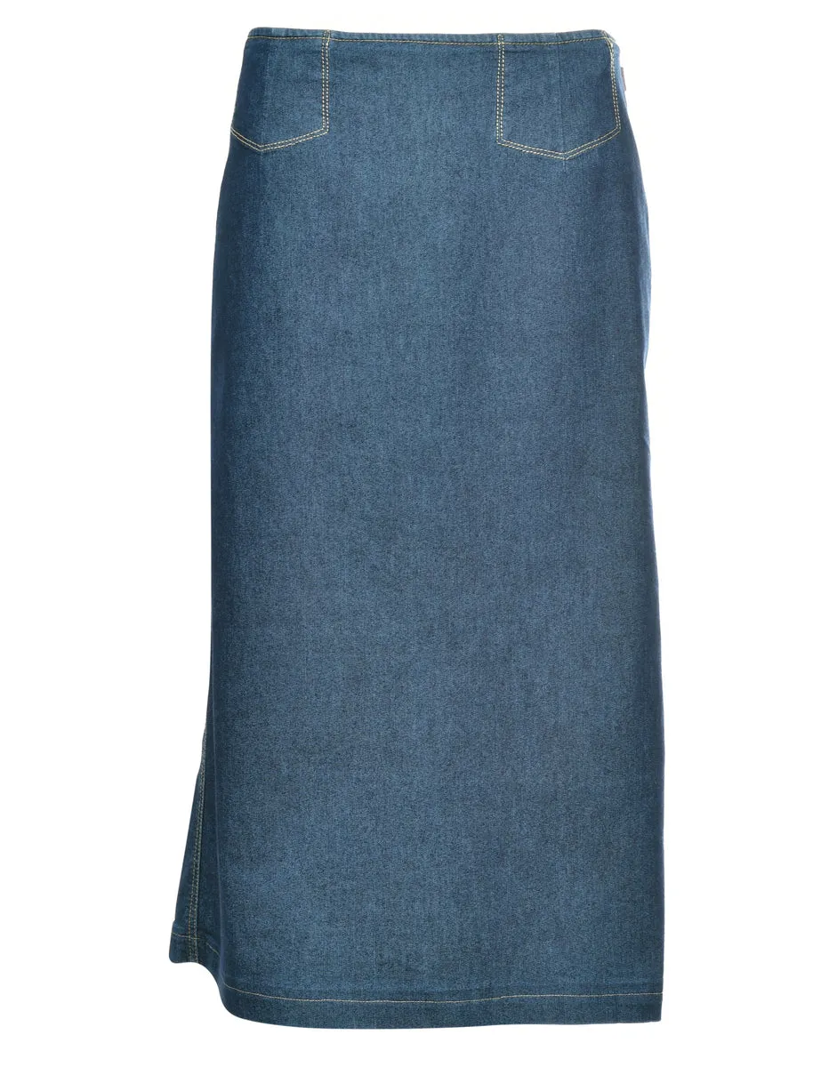 1990s Denim Maxi Skirt - M