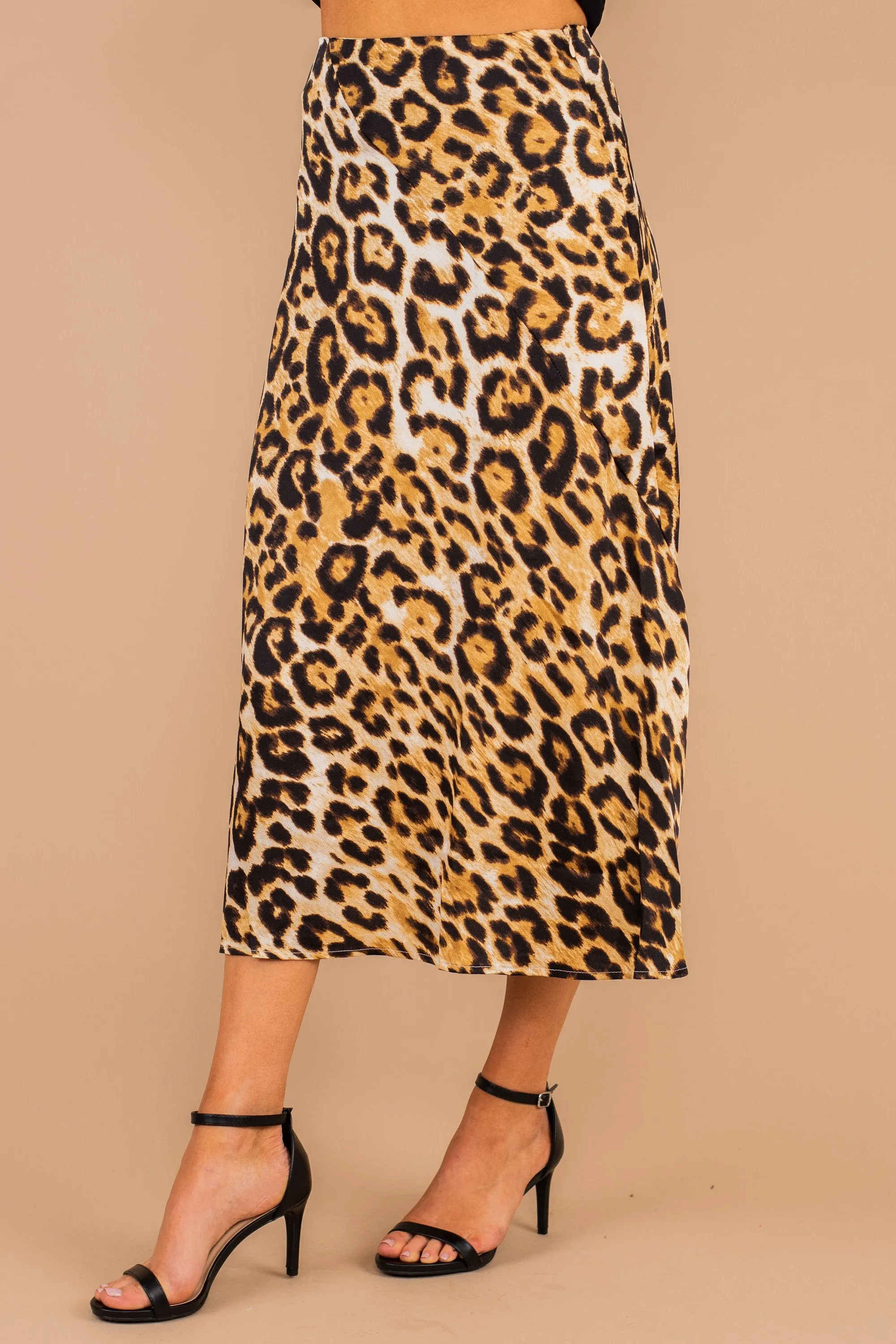 Best In Bold Brown Leopard Midi Skirt