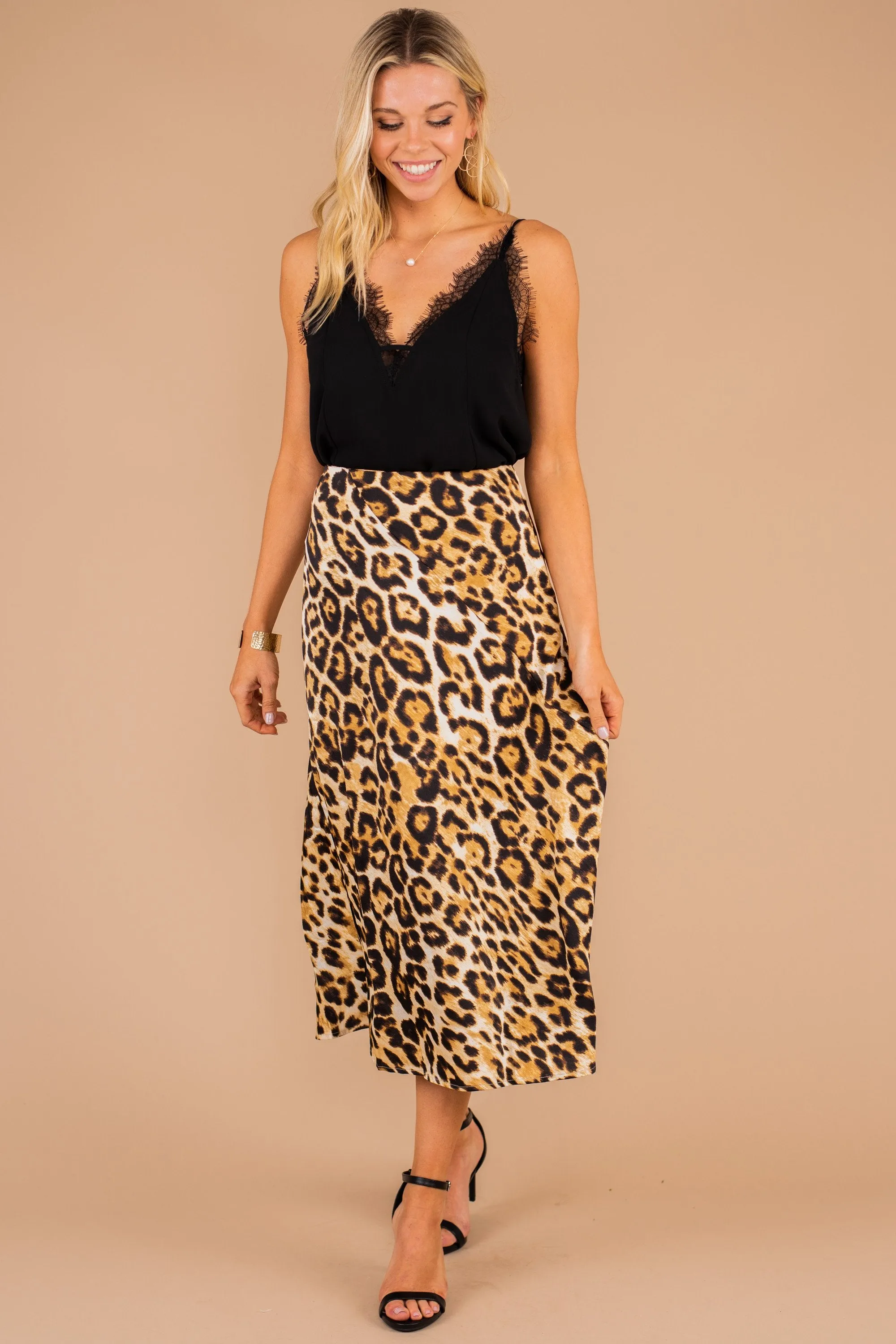 Best In Bold Brown Leopard Midi Skirt