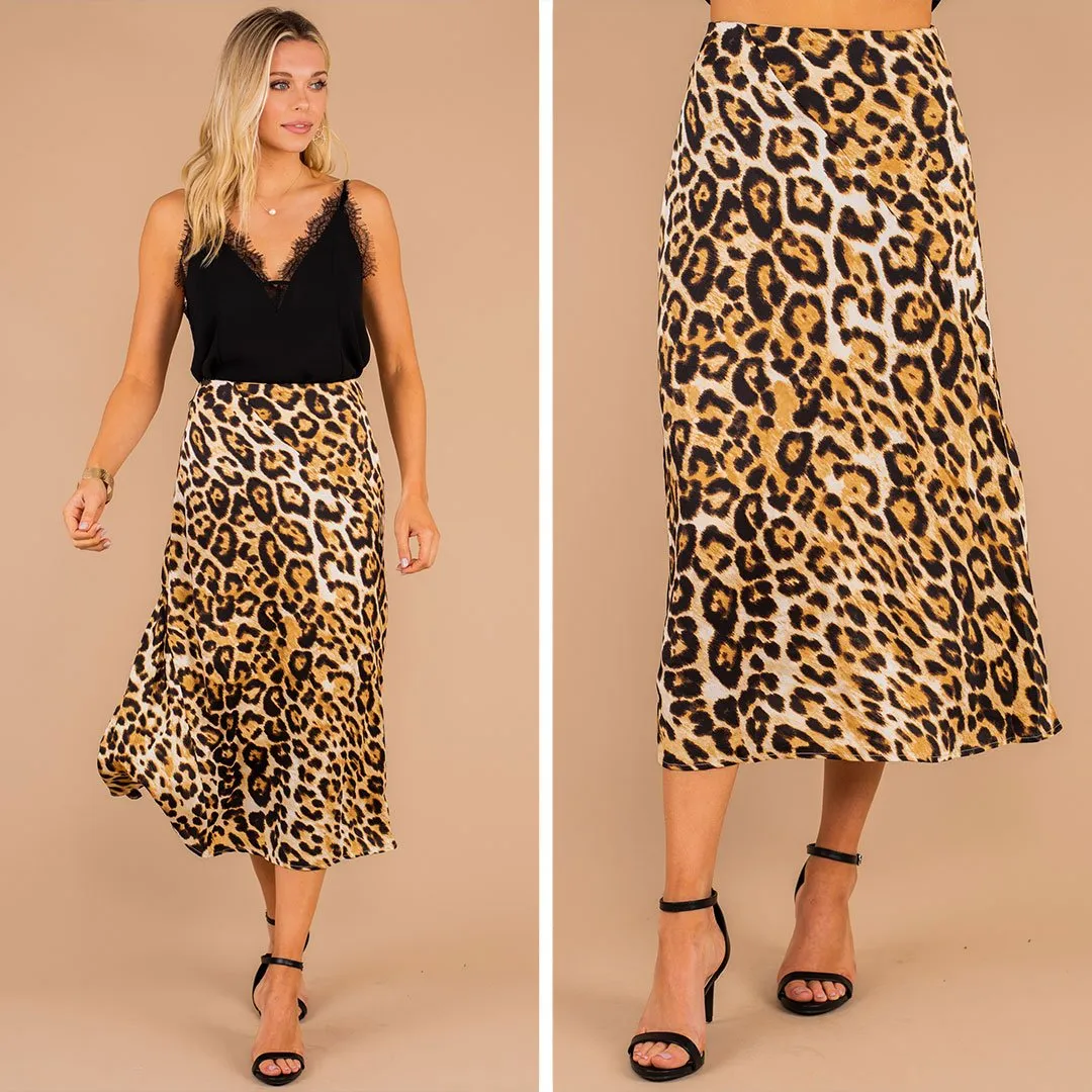 Best In Bold Brown Leopard Midi Skirt