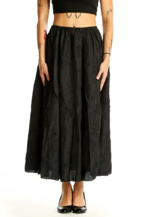 Black Cotton Flowy Maxi Skirt