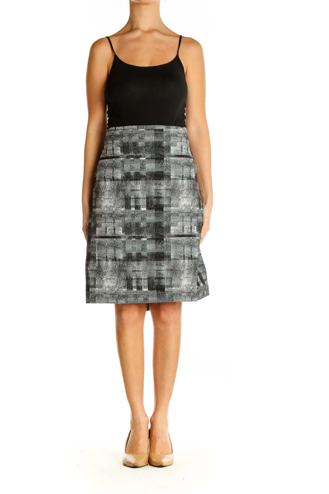 Black Printed All Day Wear A-Line Skirt