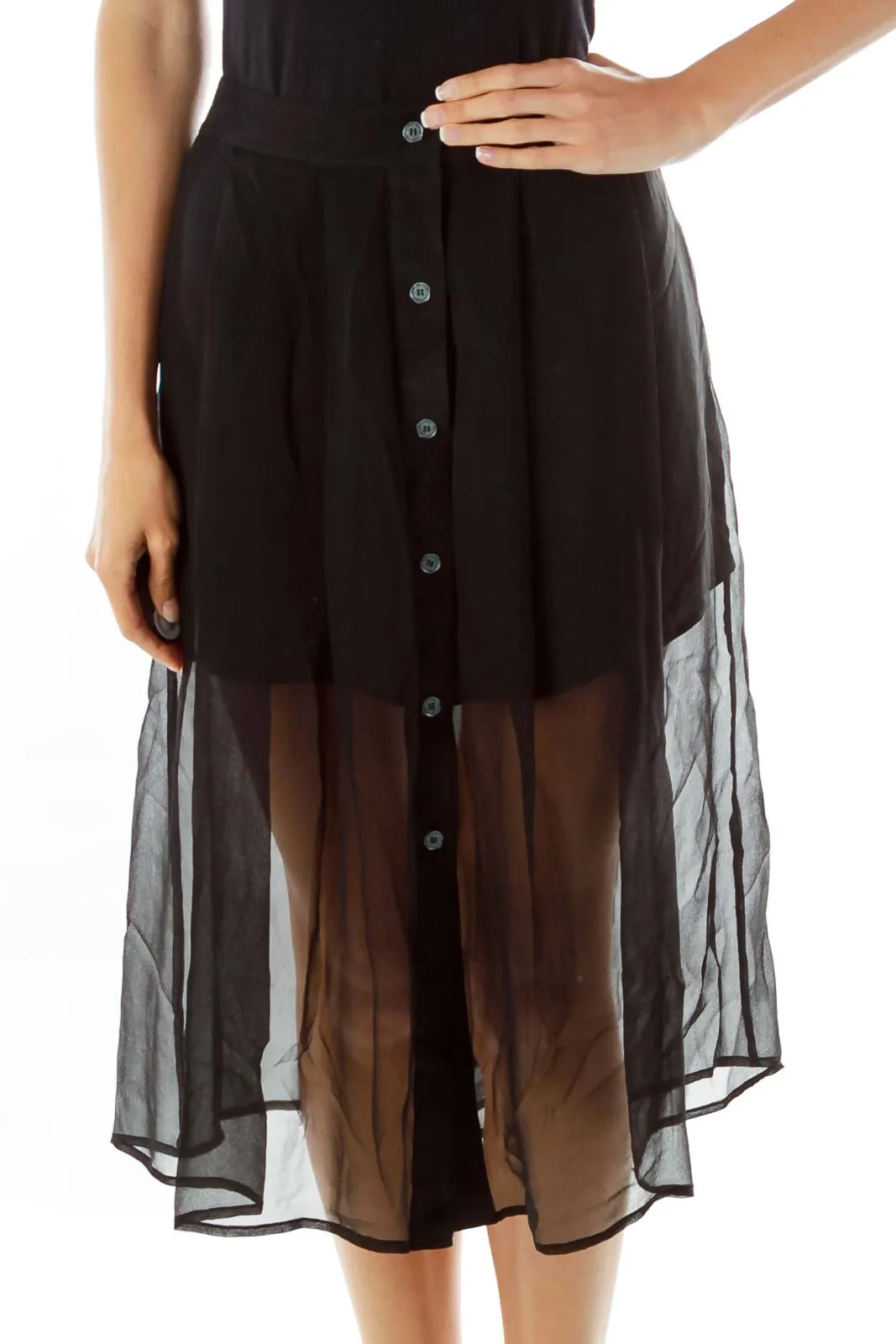 Black Sheet Midi Skirt