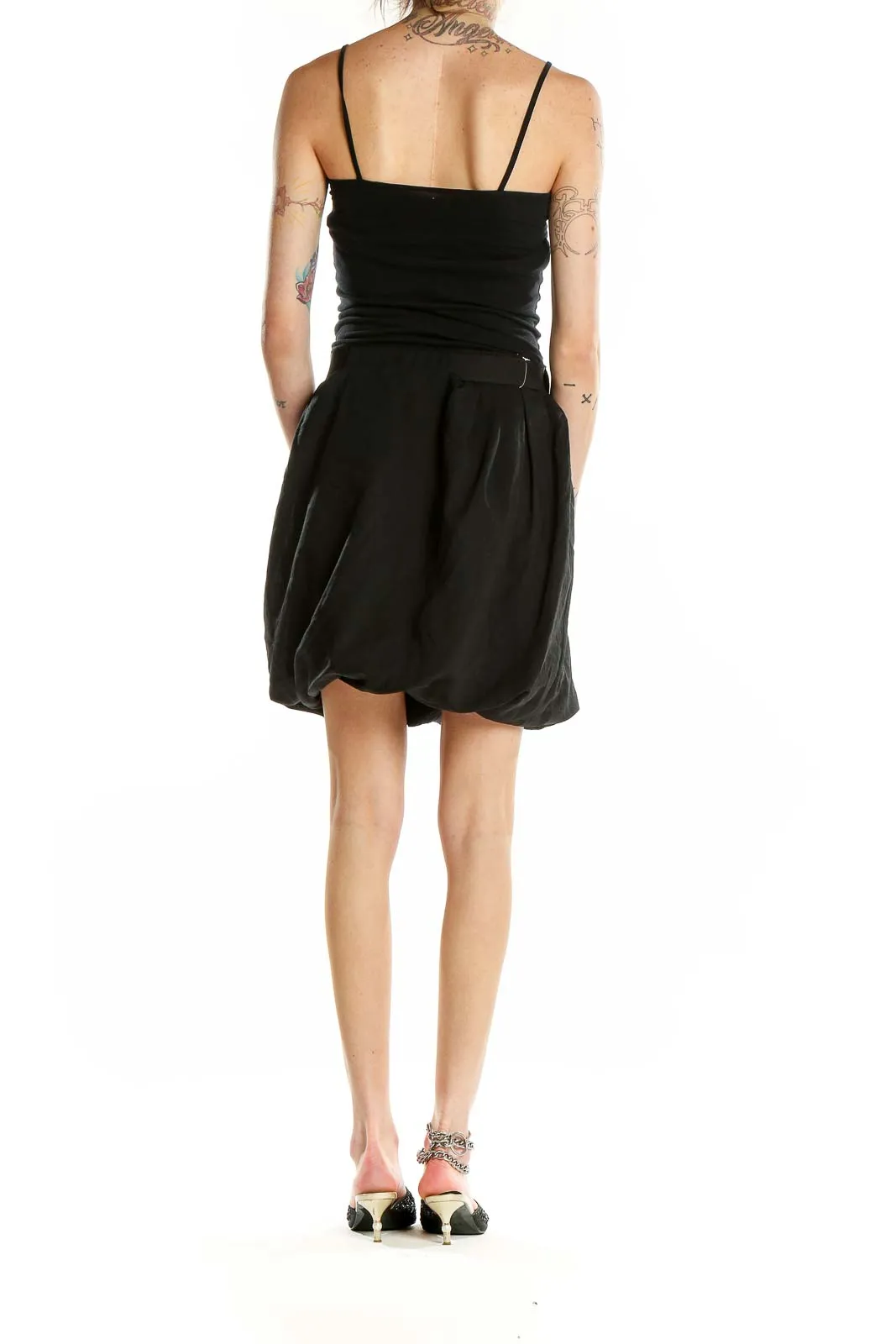 Black Silk-Wool Blend Bubble Skirt