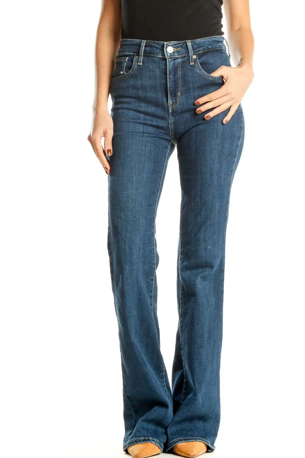 Blue High Waisted Bootcut Jeans