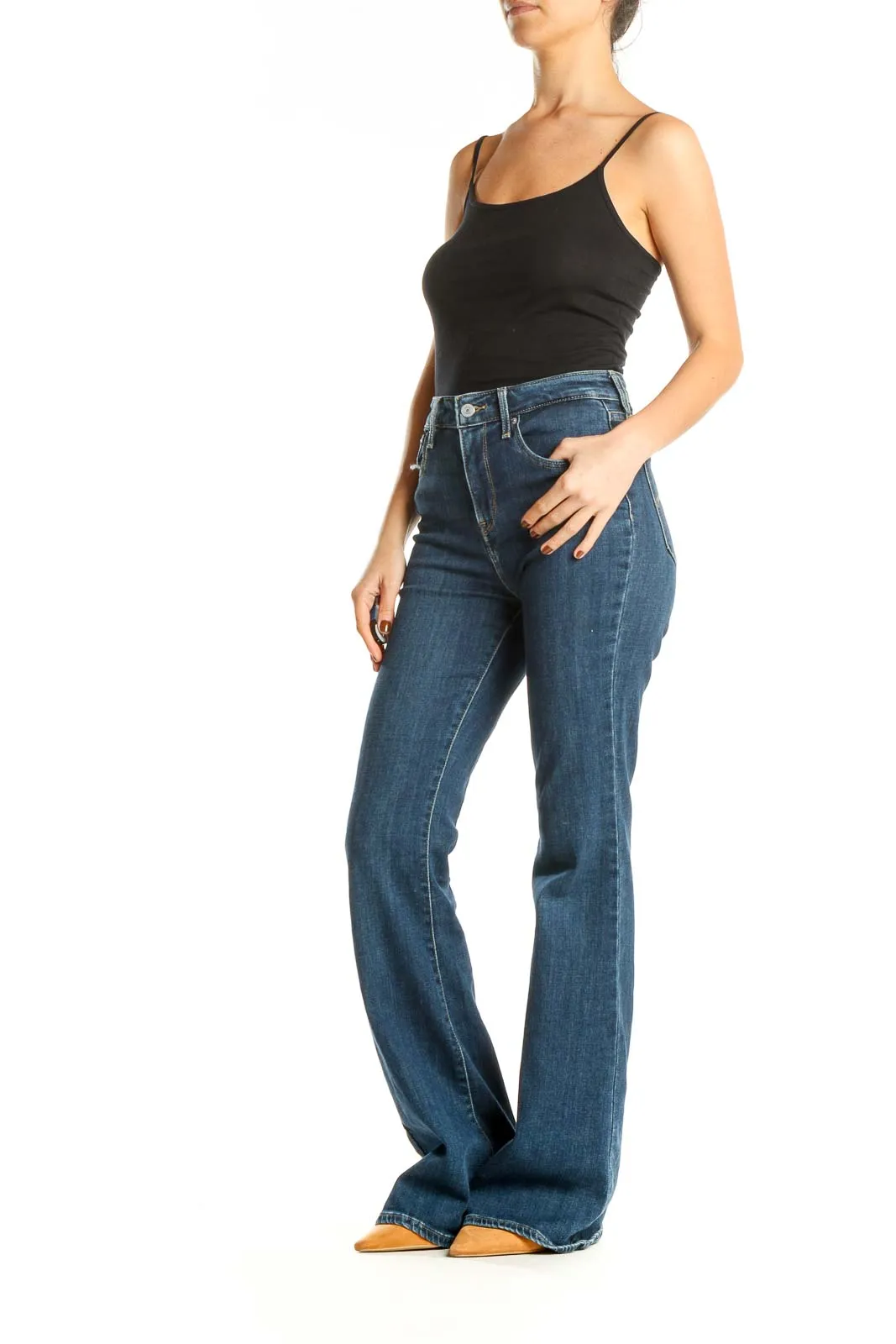 Blue High Waisted Bootcut Jeans