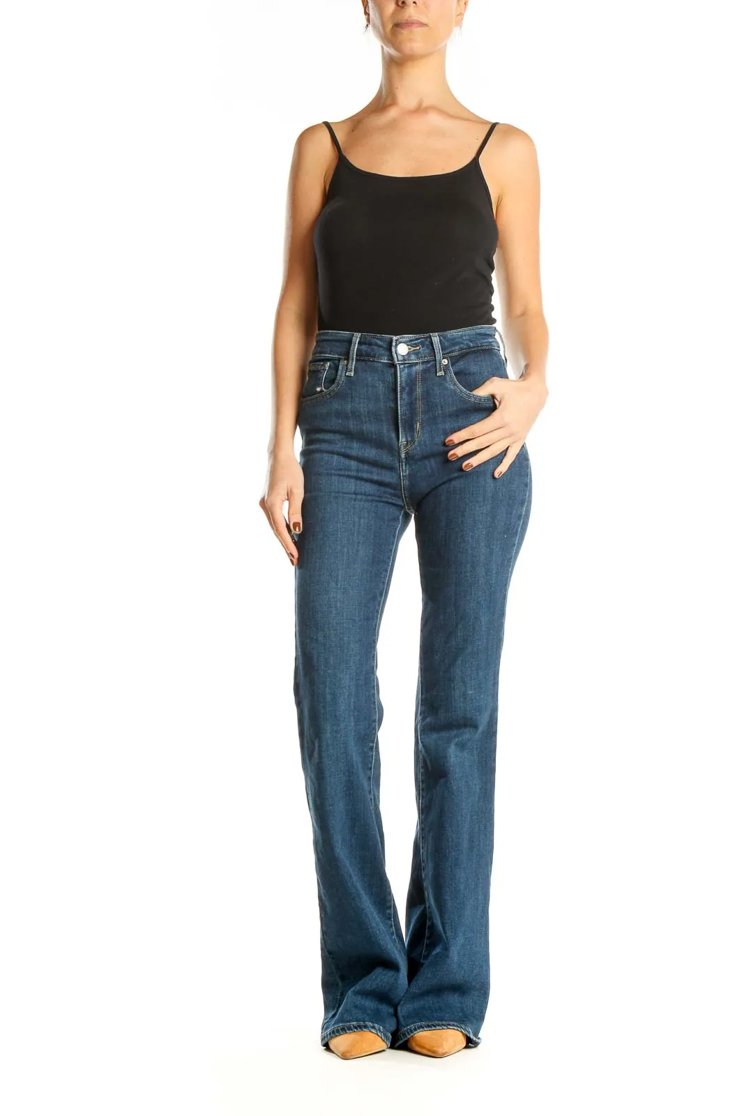 Blue High Waisted Bootcut Jeans