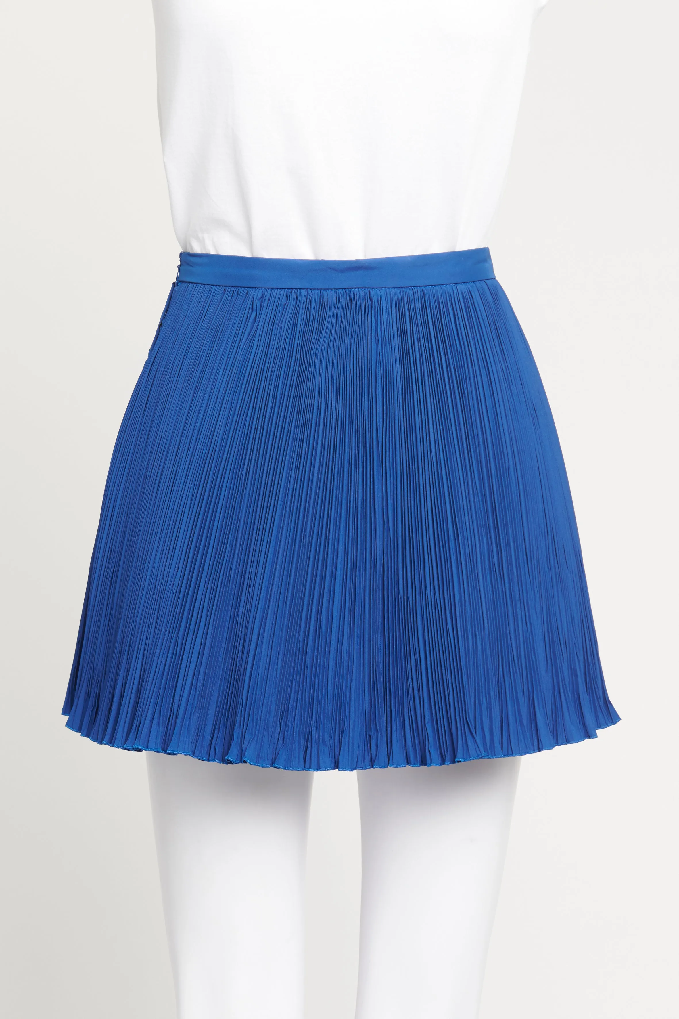 Blue Pleated Preowned Mini Skirt