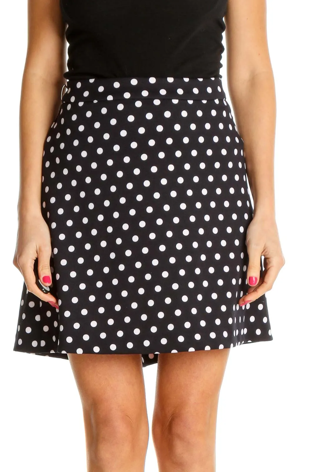 Blue Polka Dot Retro A-Line Skirt