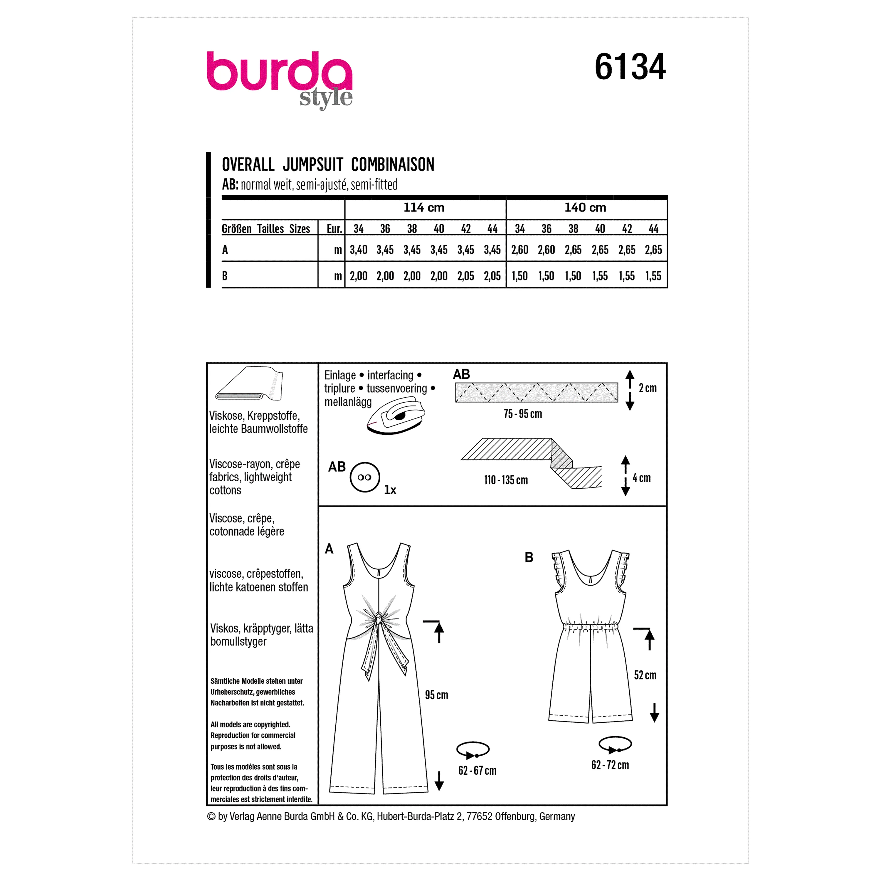 Burda Pattern 6134 Misses' Jumpsuit