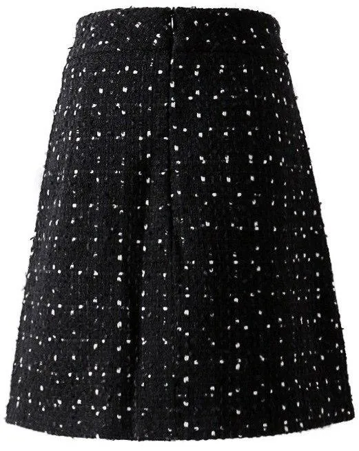 Buttoned Tweed Wool-Blend Mini Skirt