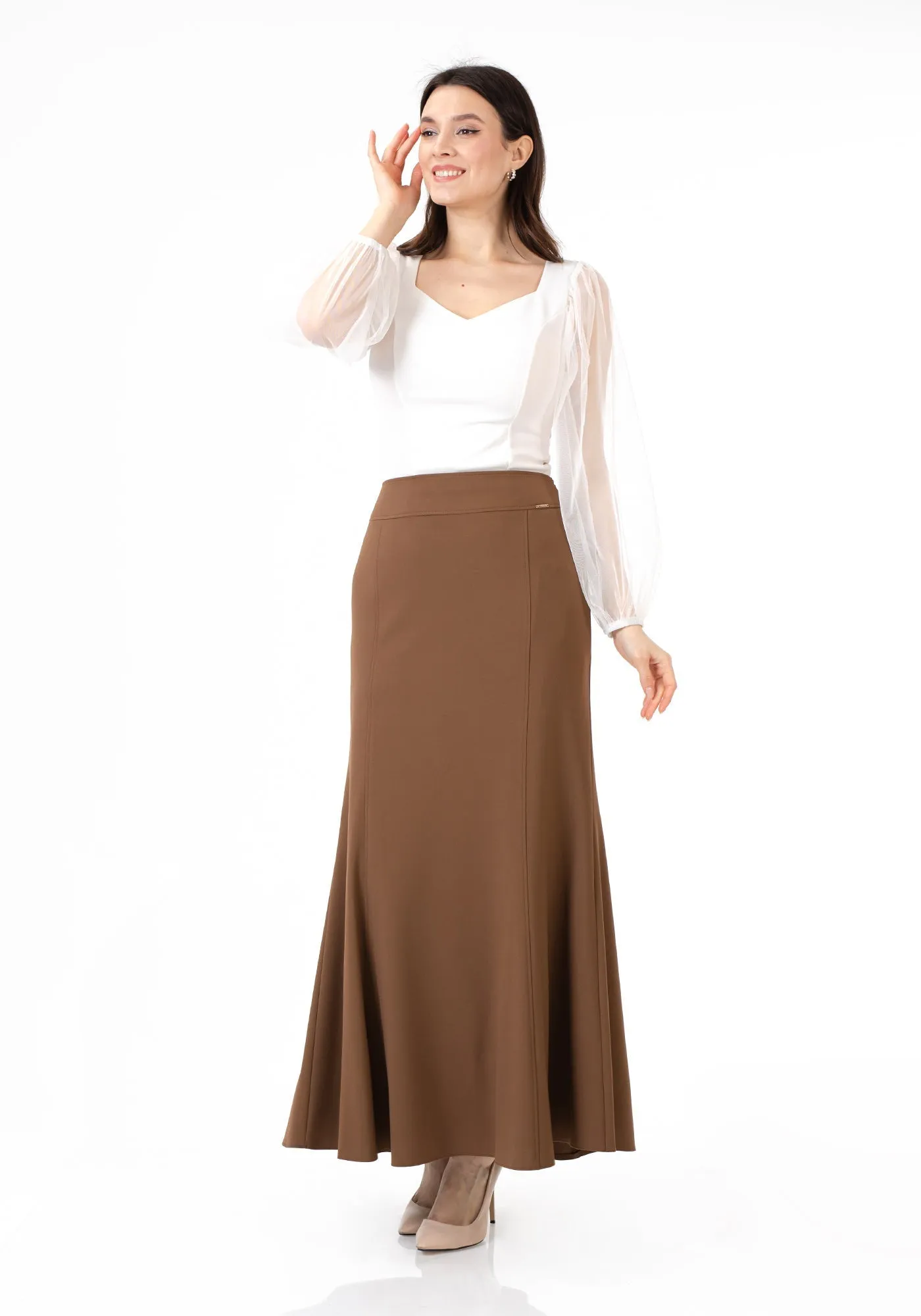 Copper Fishtail Maxi Skirt | Regular & Plus Size