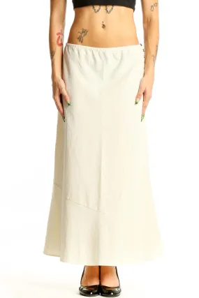 Cream Cotton A-Line Maxi Skirt