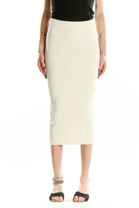 Cream Fitted Midi Skirt