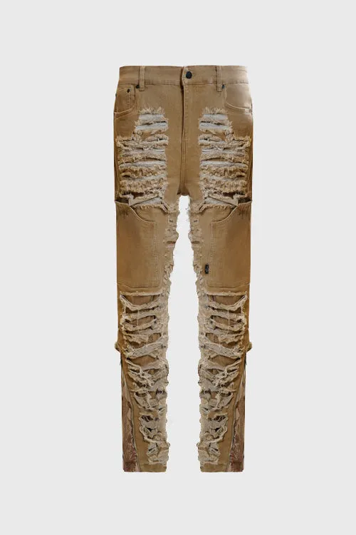 Dawn Damaged Flared Stacked Jeans