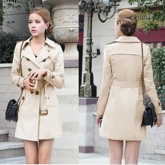 Double Breast Lapel Long Trench Coat