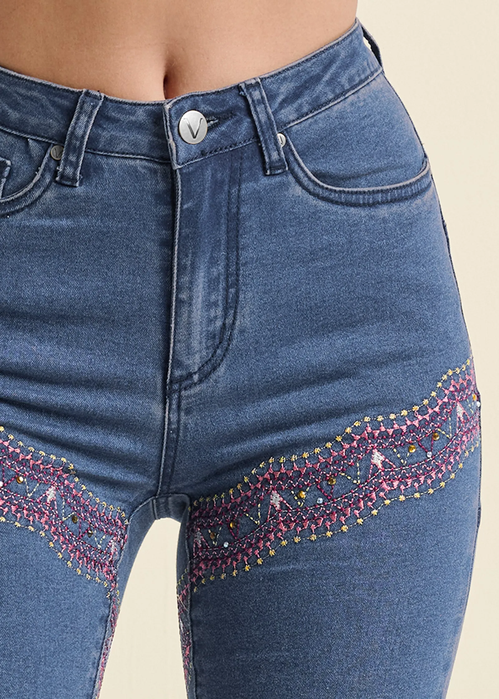 Embellished Bootcut Jeans - Medium Wash