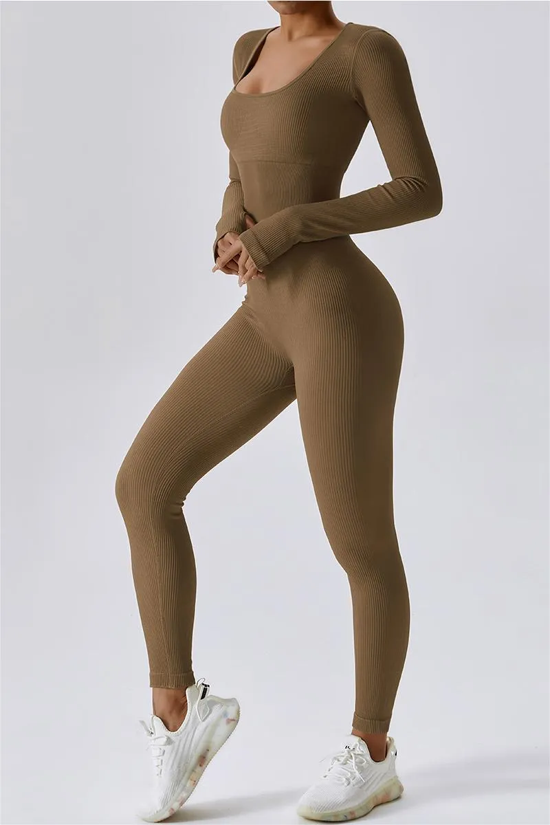 Fitted Seamless Long Sleeve Jumpsuits