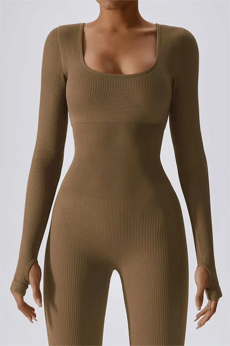 Fitted Seamless Long Sleeve Jumpsuits