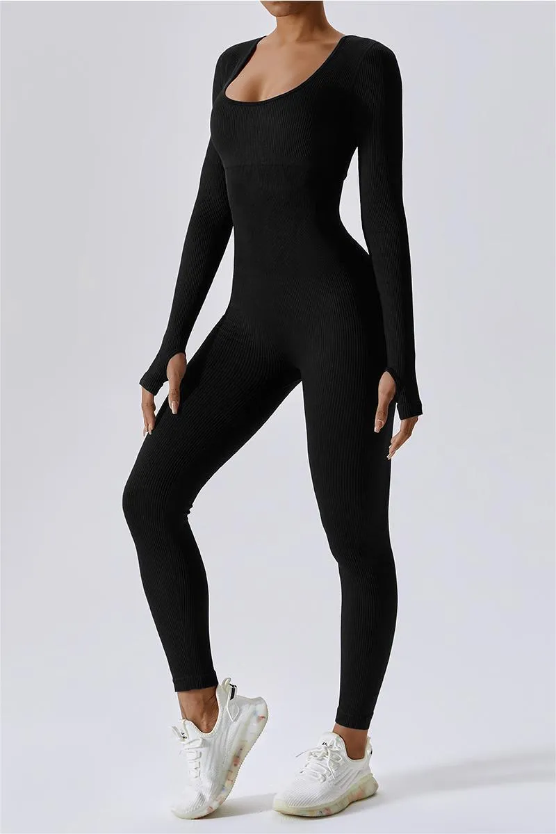 Fitted Seamless Long Sleeve Jumpsuits