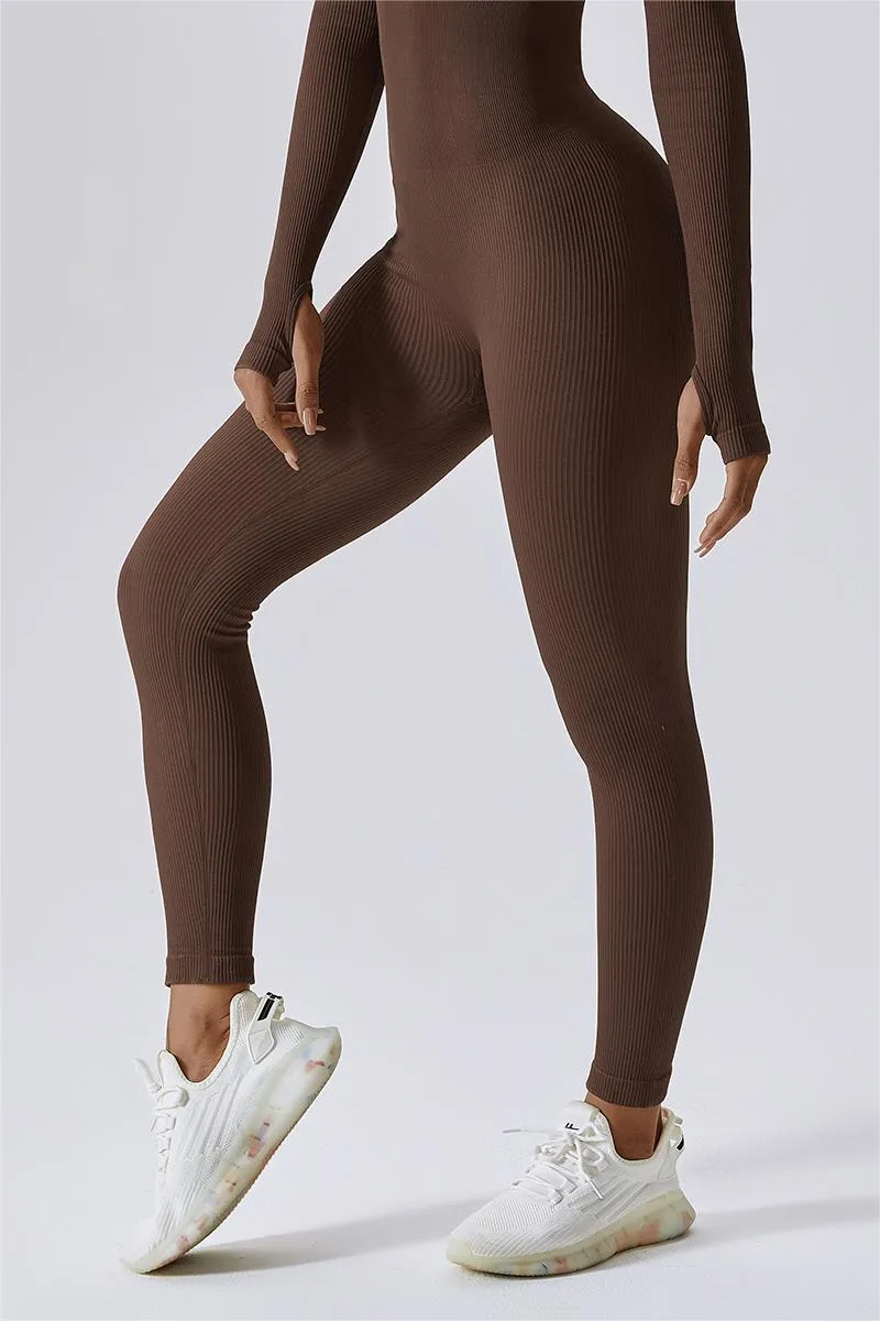 Fitted Seamless Long Sleeve Jumpsuits