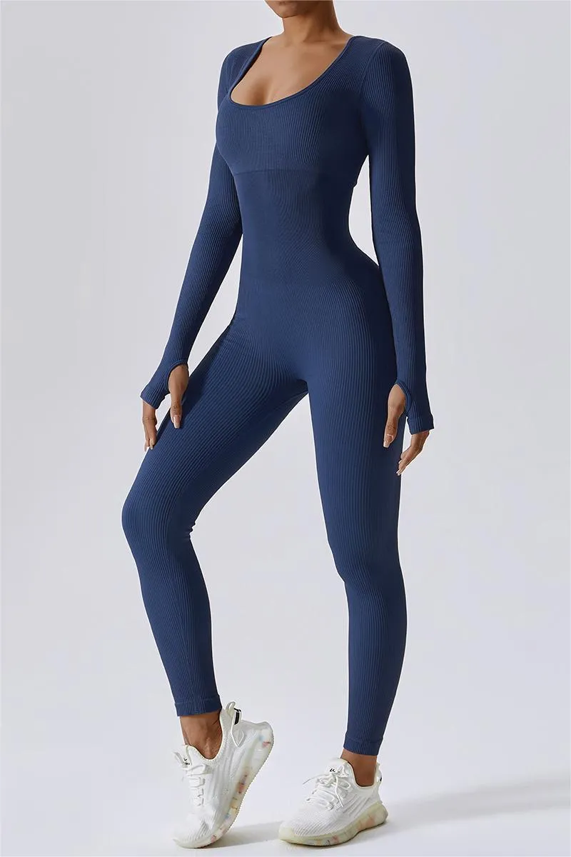 Fitted Seamless Long Sleeve Jumpsuits