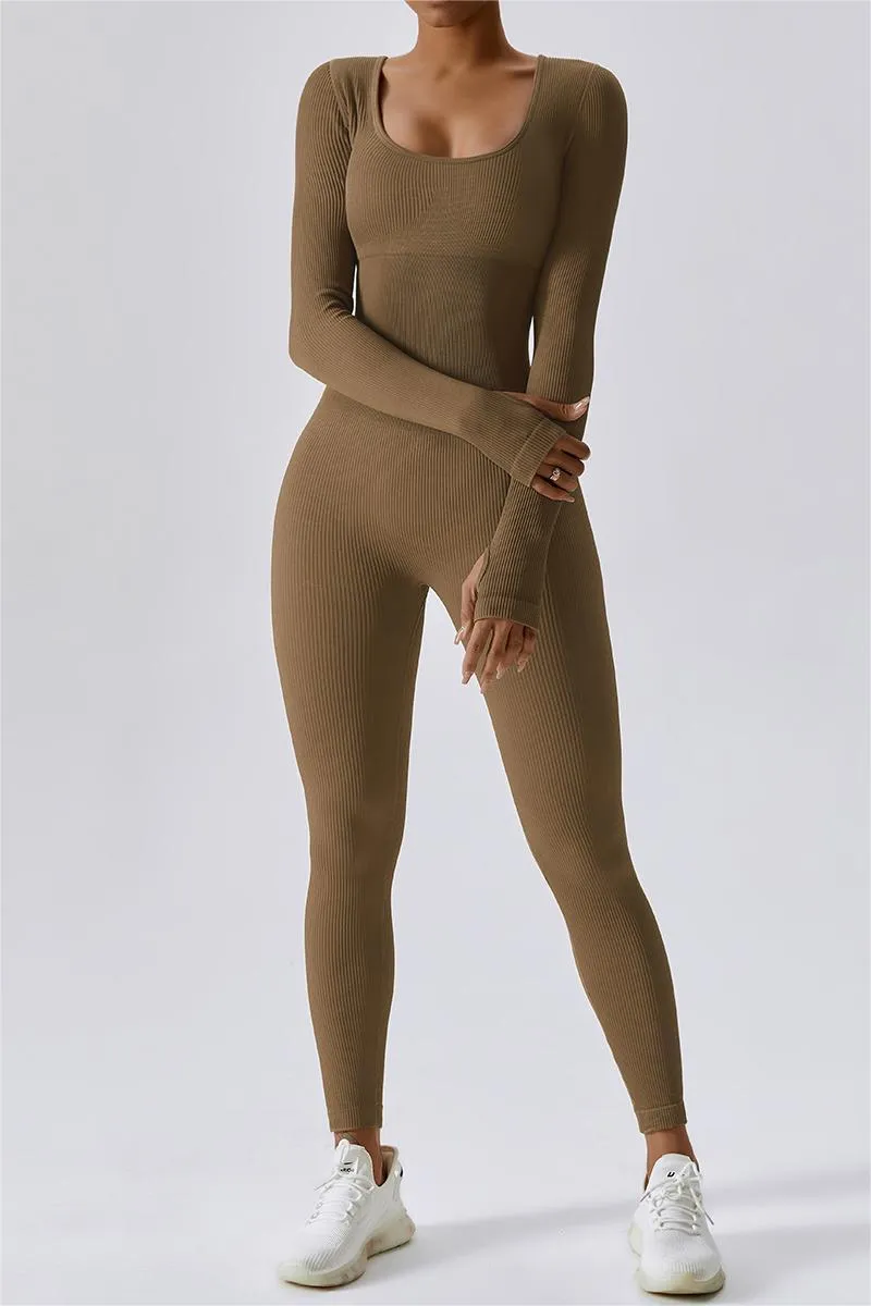 Fitted Seamless Long Sleeve Jumpsuits