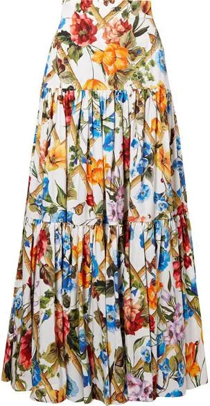 Floral Bamboo Printed Maxi Skirt *Extended Sizes*