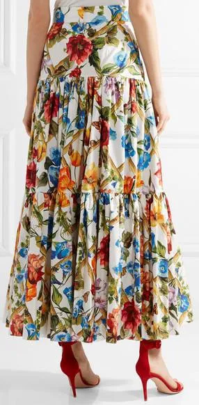 Floral Bamboo Printed Maxi Skirt *Extended Sizes*