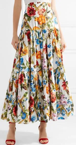 Floral Bamboo Printed Maxi Skirt *Extended Sizes*