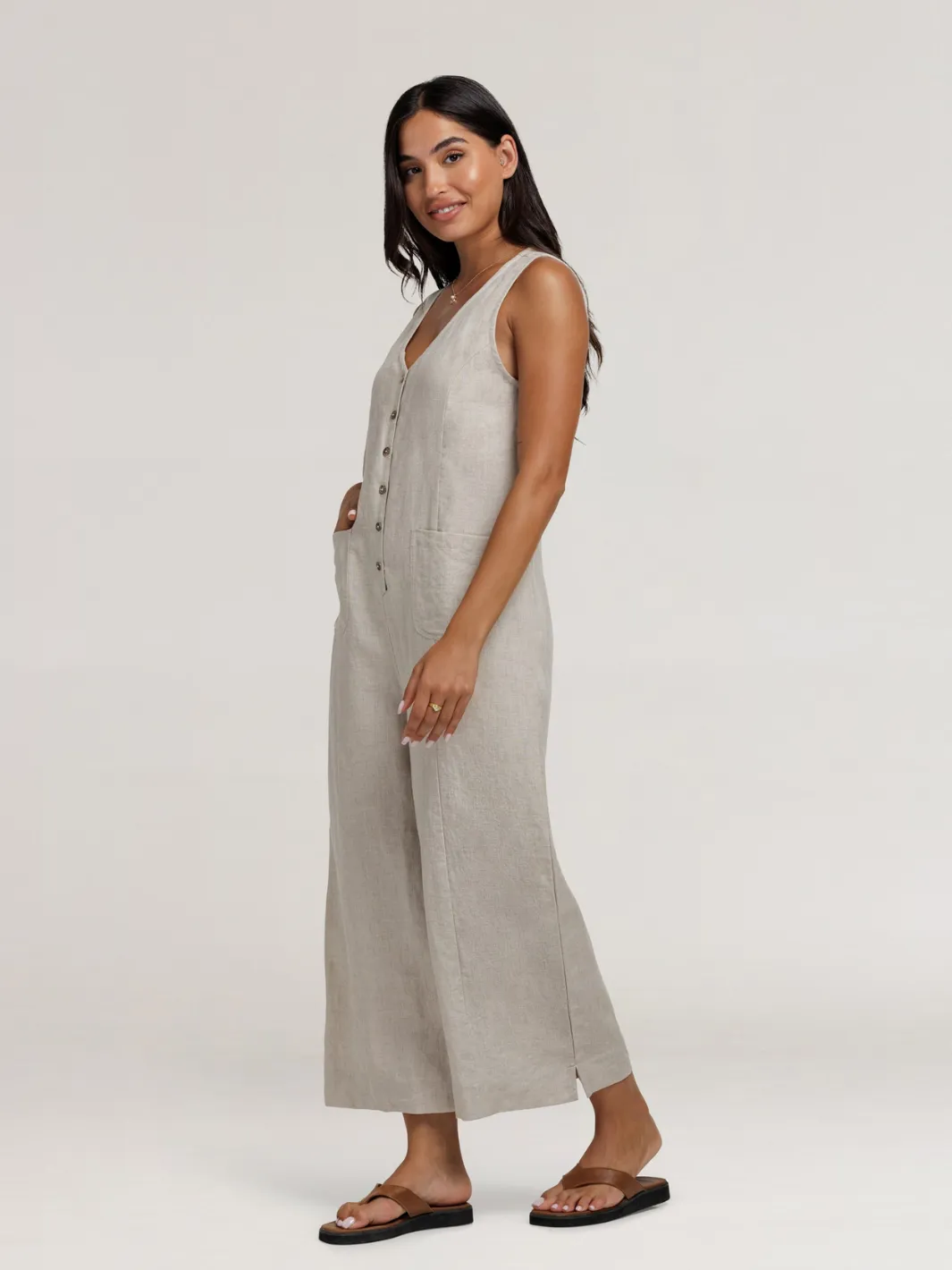 Florentina Linen Jumpsuit Flax