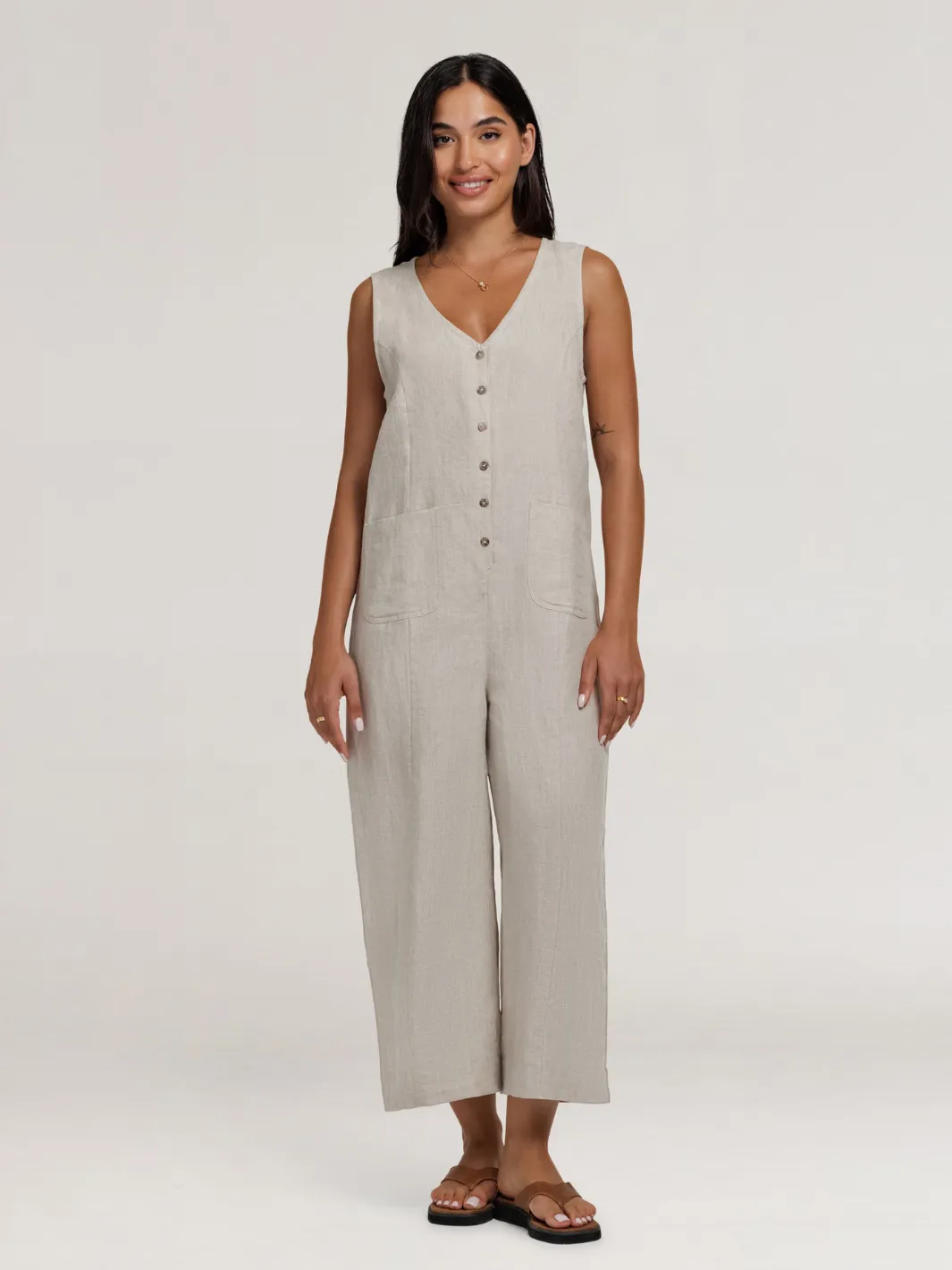 Florentina Linen Jumpsuit Flax