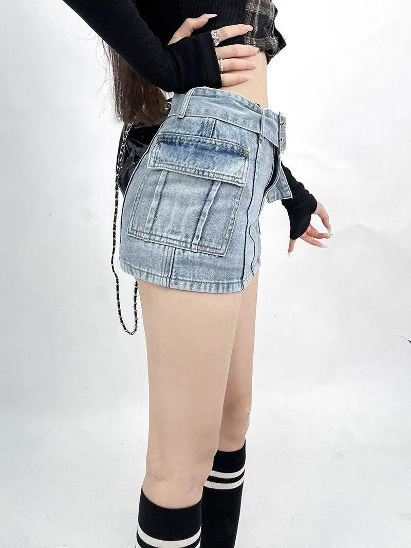 Grunge Cargo Jean Mini Skort