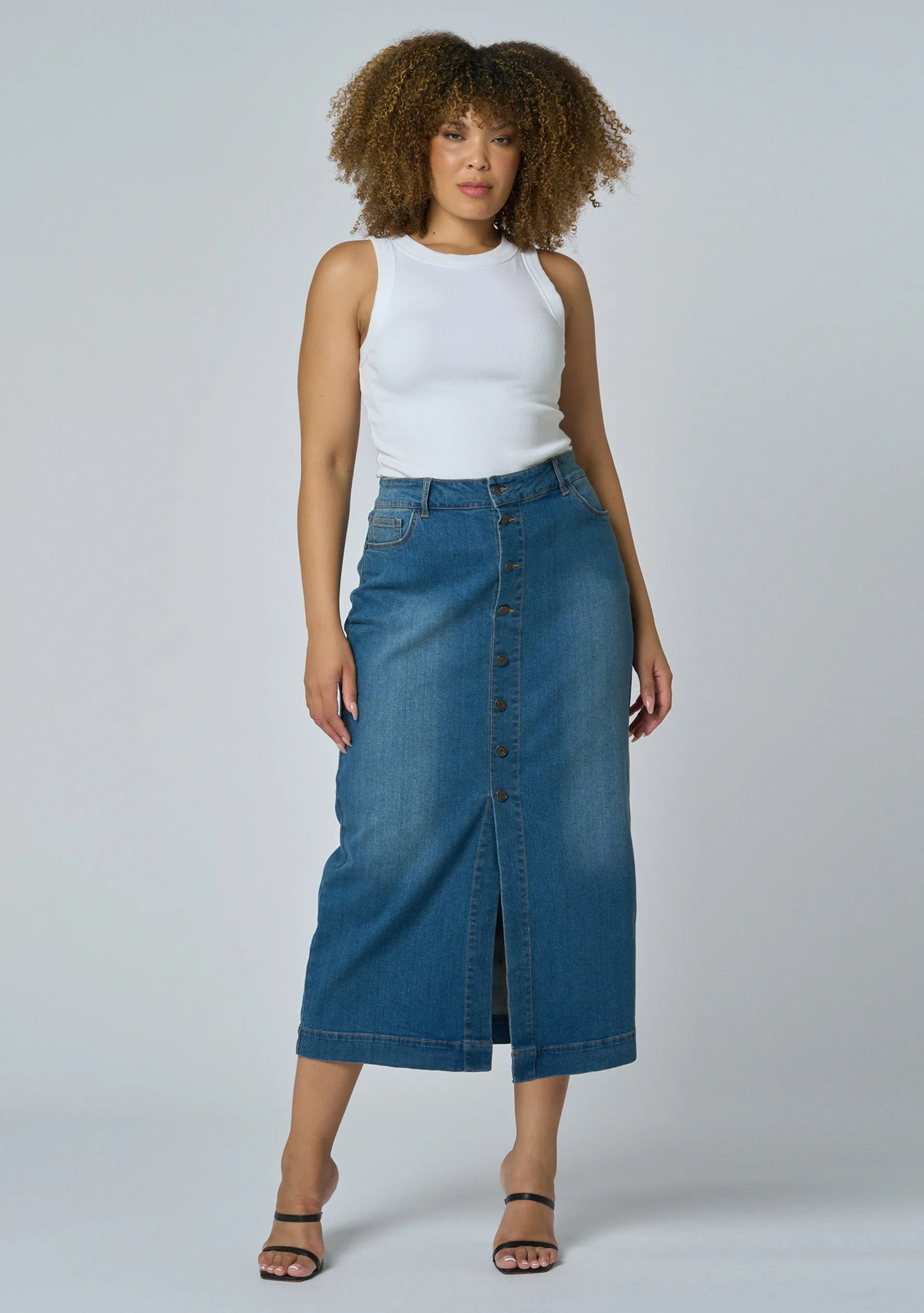 Jeannie Denim Midi Skirt