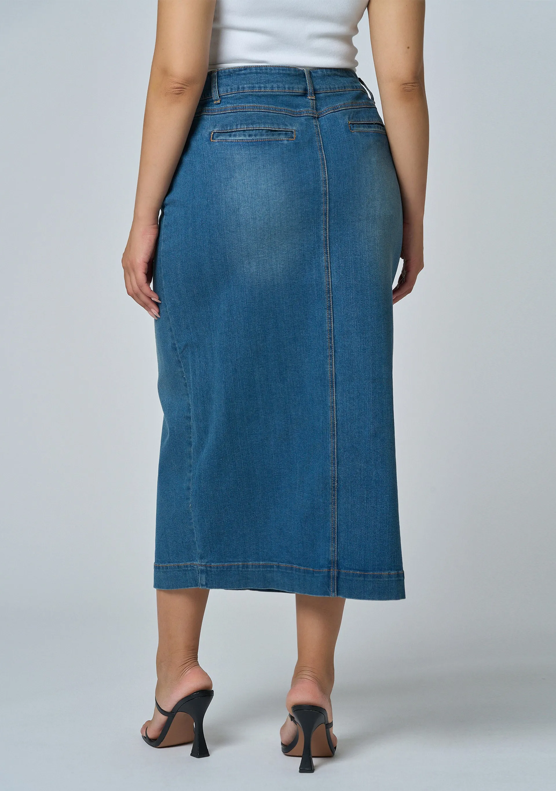 Jeannie Denim Midi Skirt