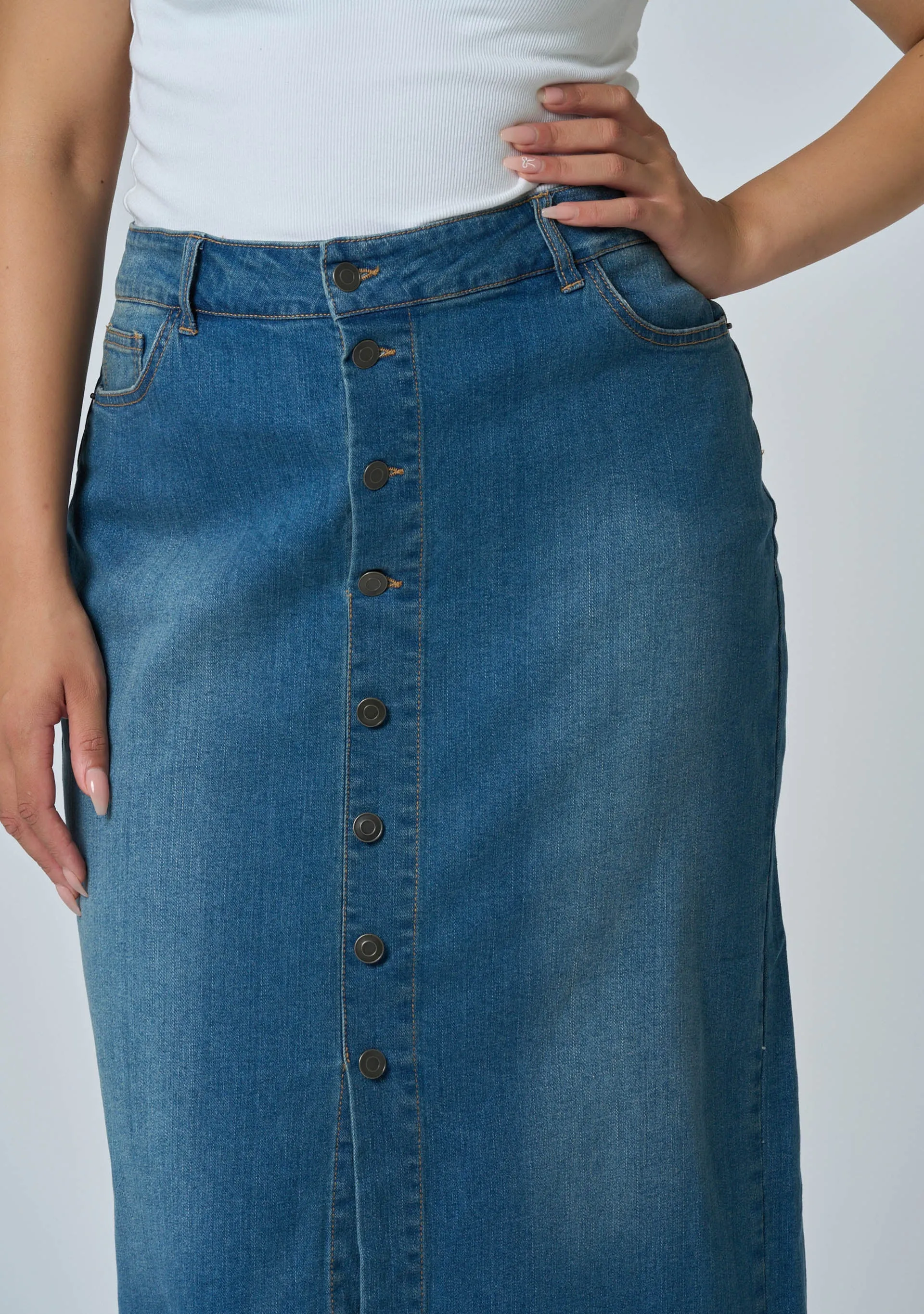 Jeannie Denim Midi Skirt