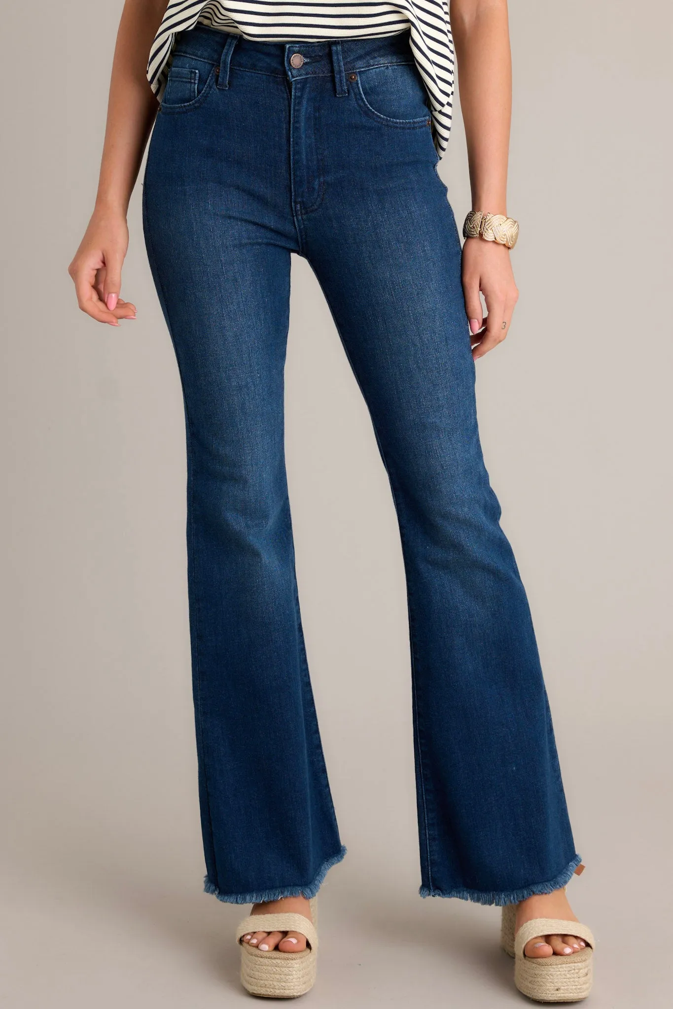 Jump Out Dark Denim Stretch Flare Jeans