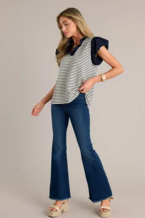 Jump Out Dark Denim Stretch Flare Jeans