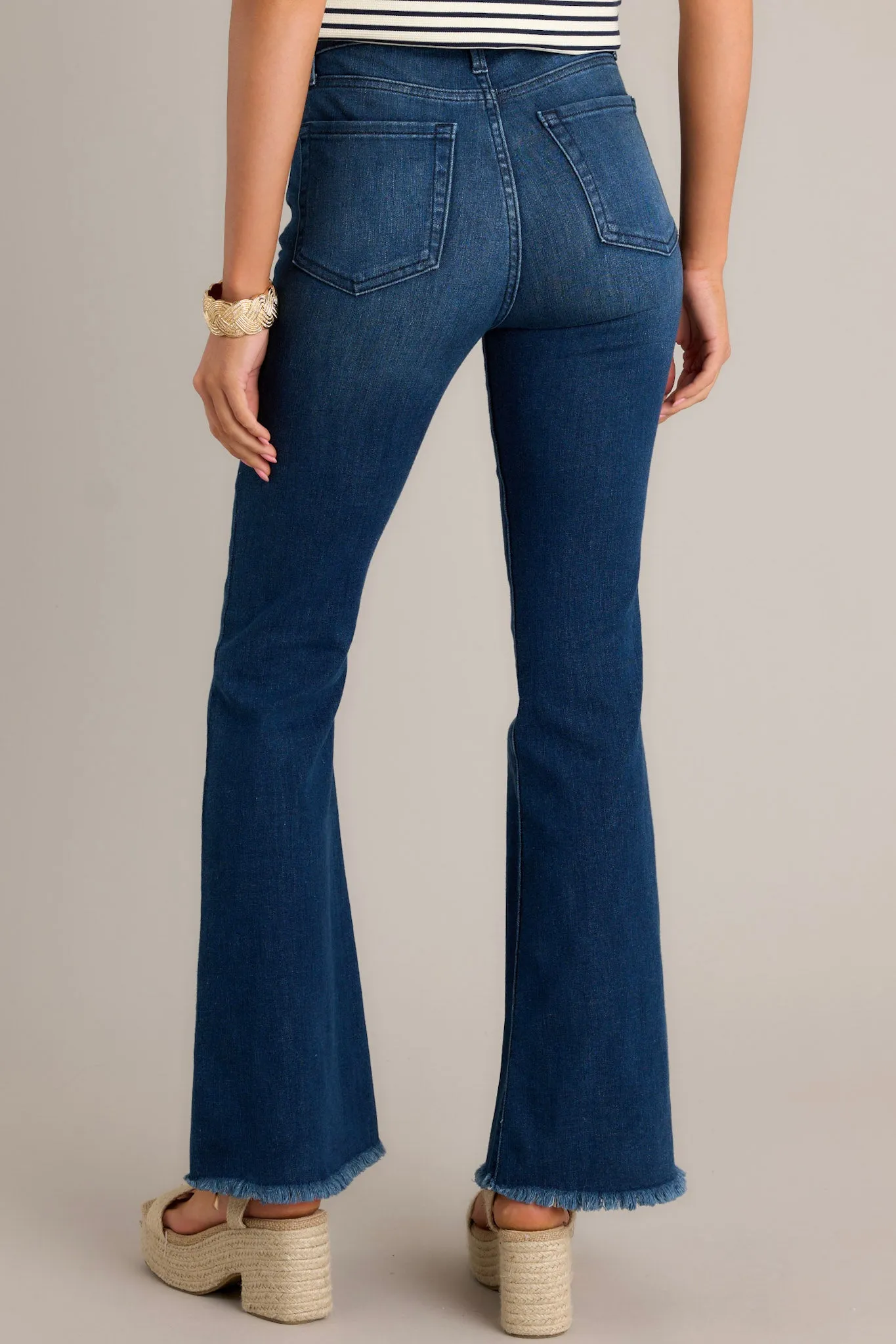 Jump Out Dark Denim Stretch Flare Jeans