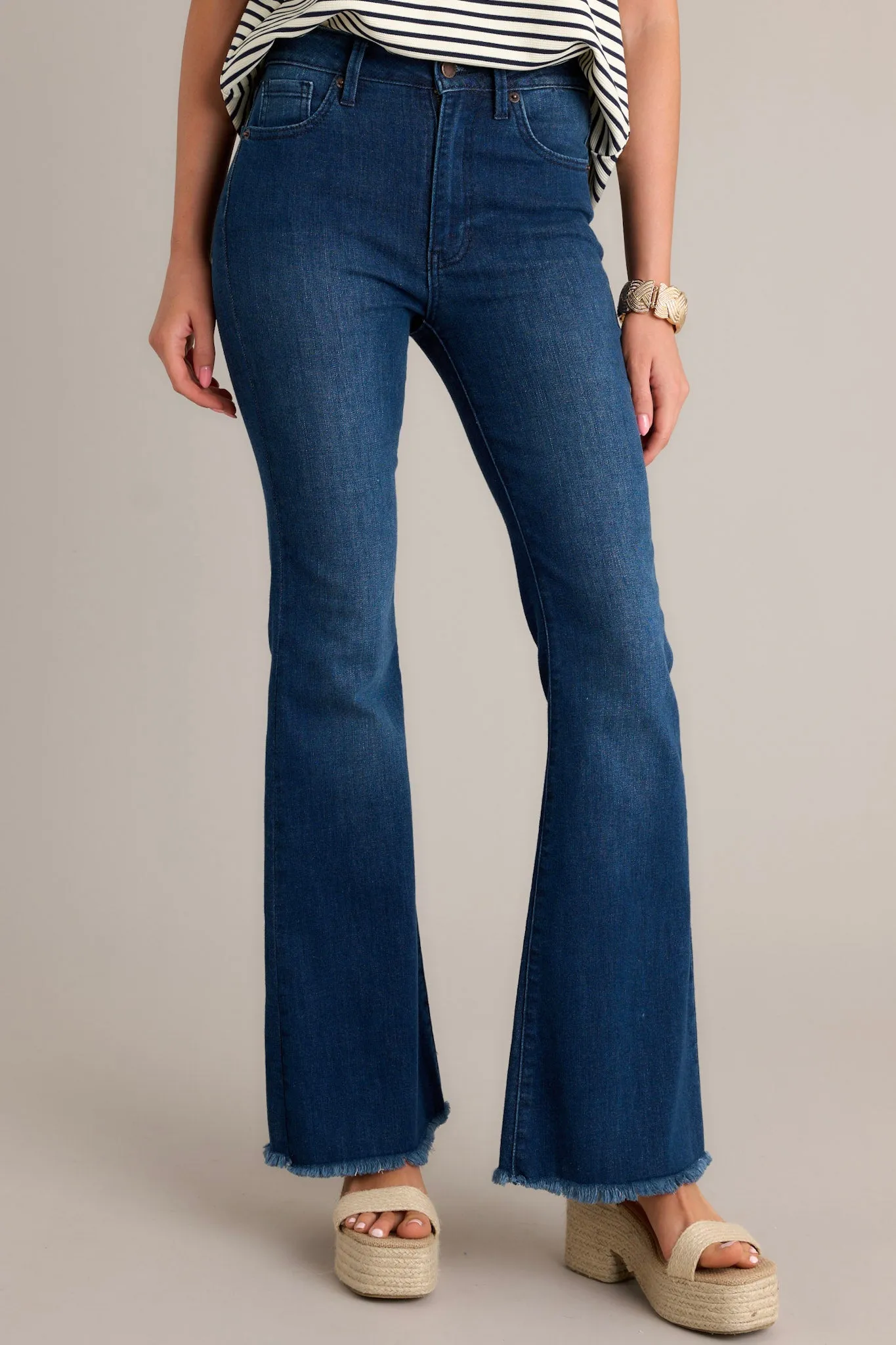 Jump Out Dark Denim Stretch Flare Jeans