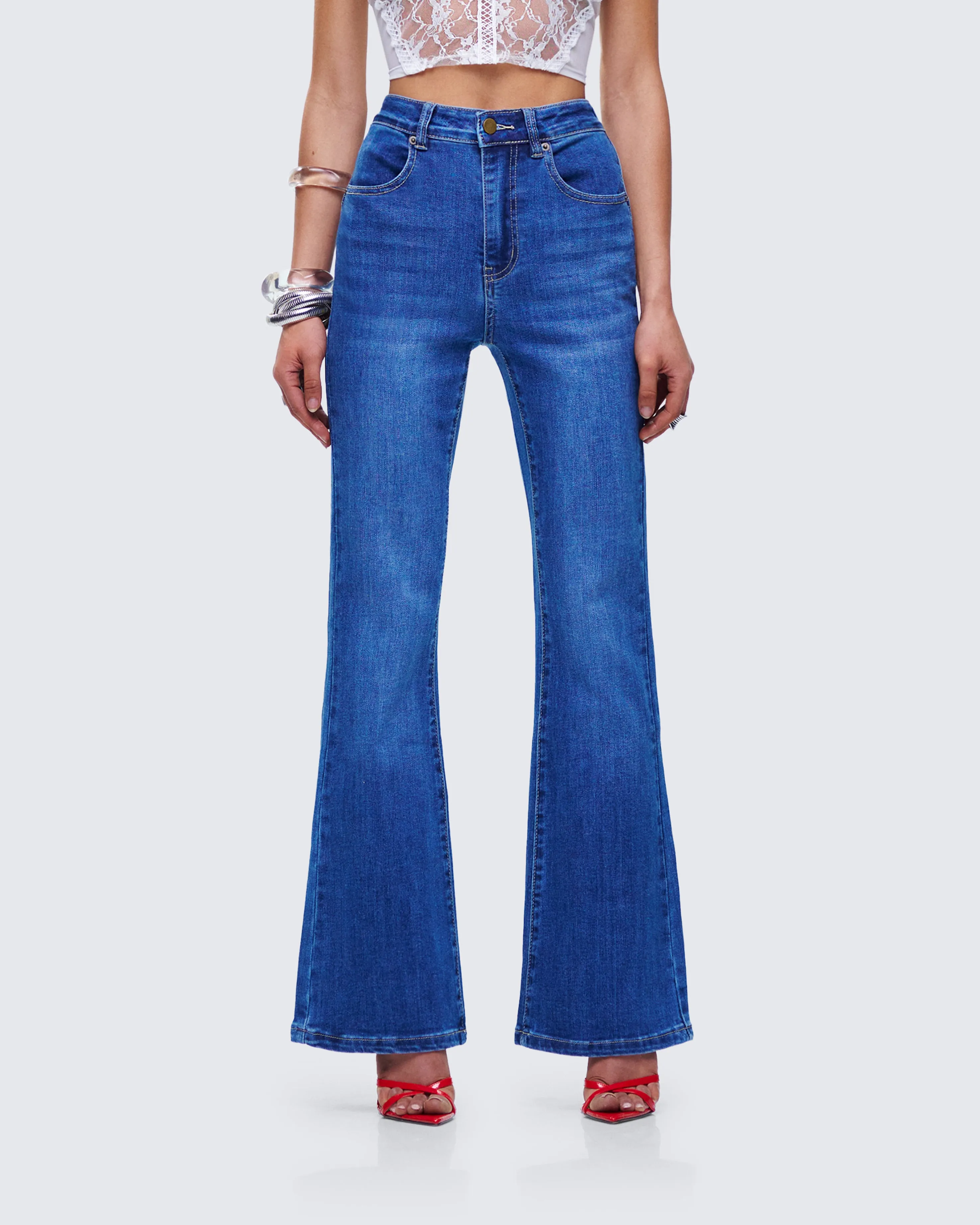 Kass High Rise Blue Denim Rainbow Jean