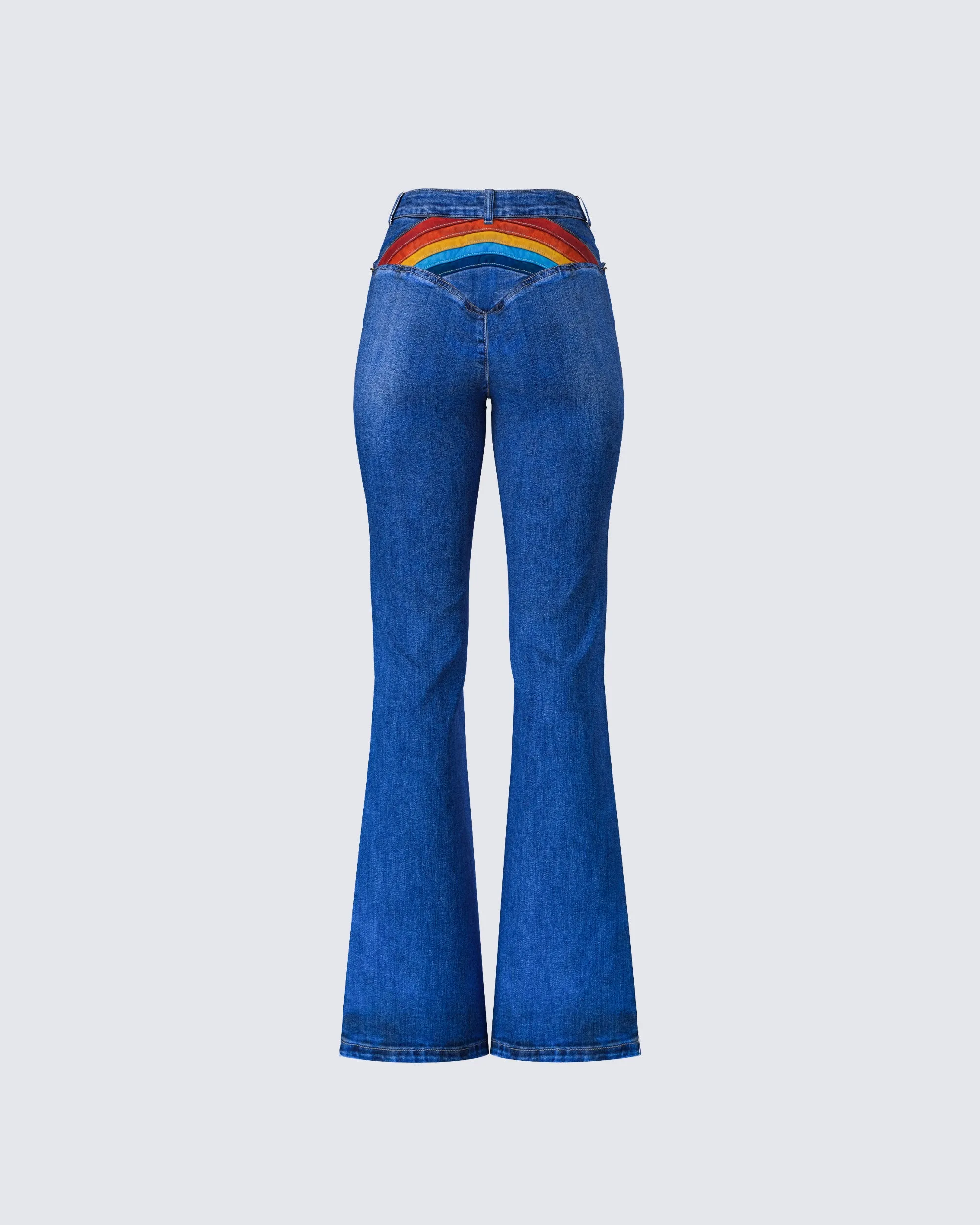 Kass High Rise Blue Denim Rainbow Jean