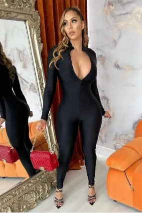 Long Sleeve Zipper Jumpsuit