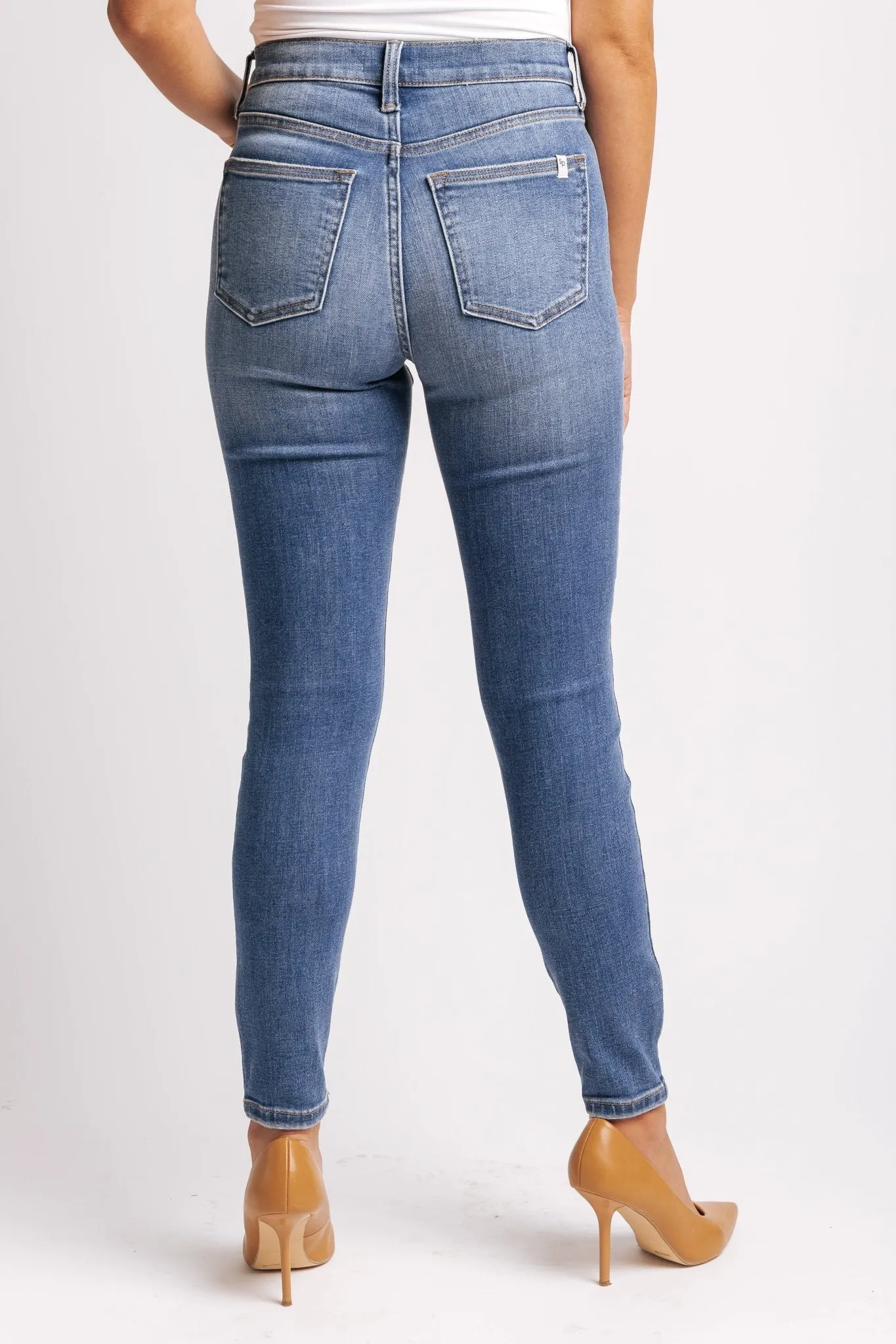 Medium Dark Wash High Rise Skinny Jeans