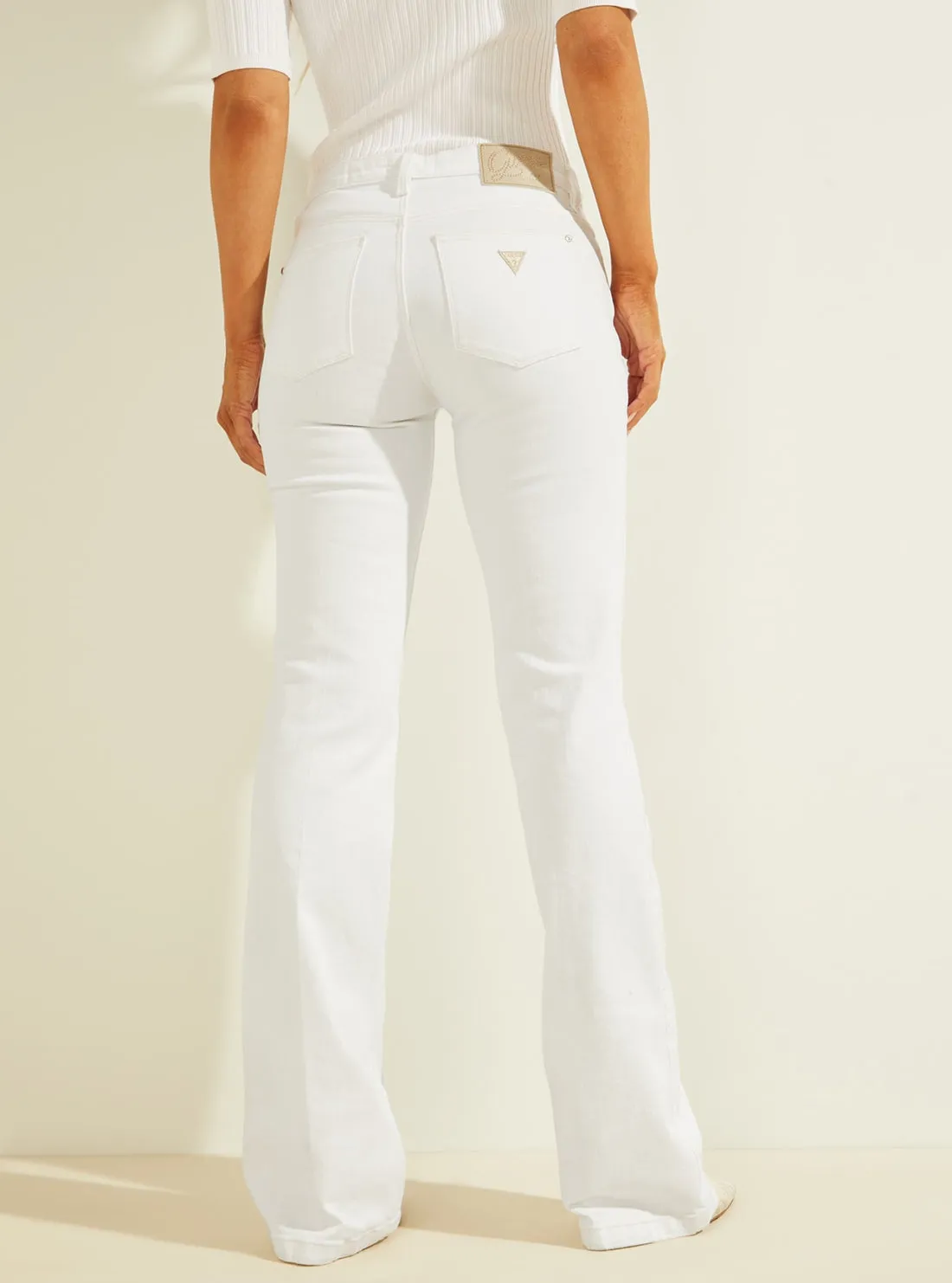 Mid-Rise Skinny Sexy Bootcut Denim Jeans In White