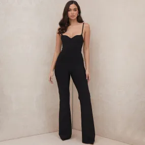 New Winter Women Black Sleeveless Bandage Jumpsuits Sexy Spaghetti Strap& Long Pants Club Bodysuit Rompers Jumpsuits