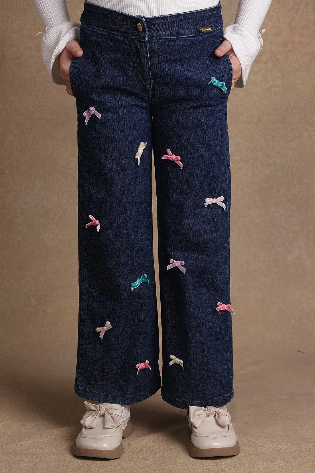 One Friday Kids Girls Dark Blue Flared Jeans