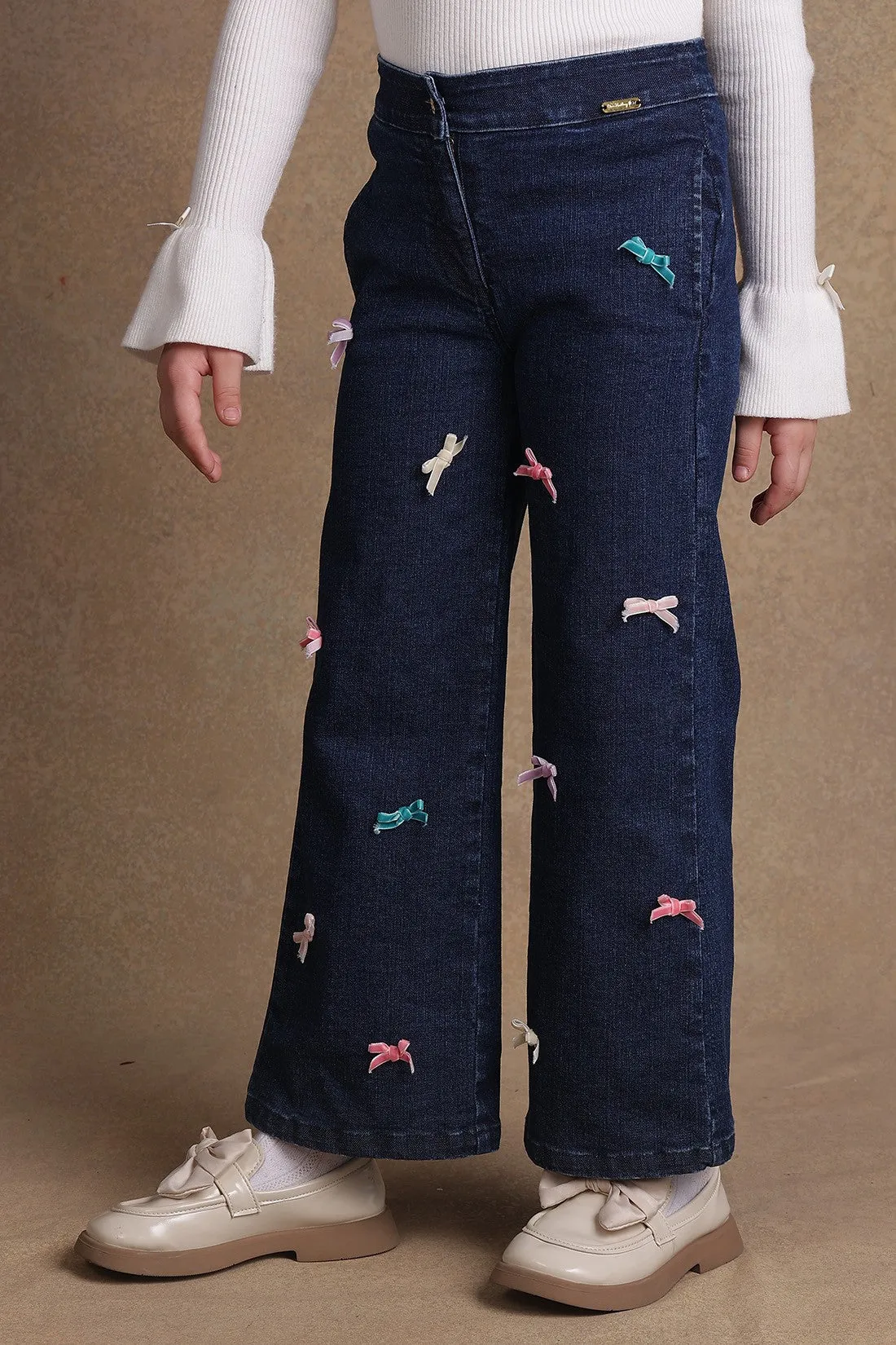 One Friday Kids Girls Dark Blue Flared Jeans