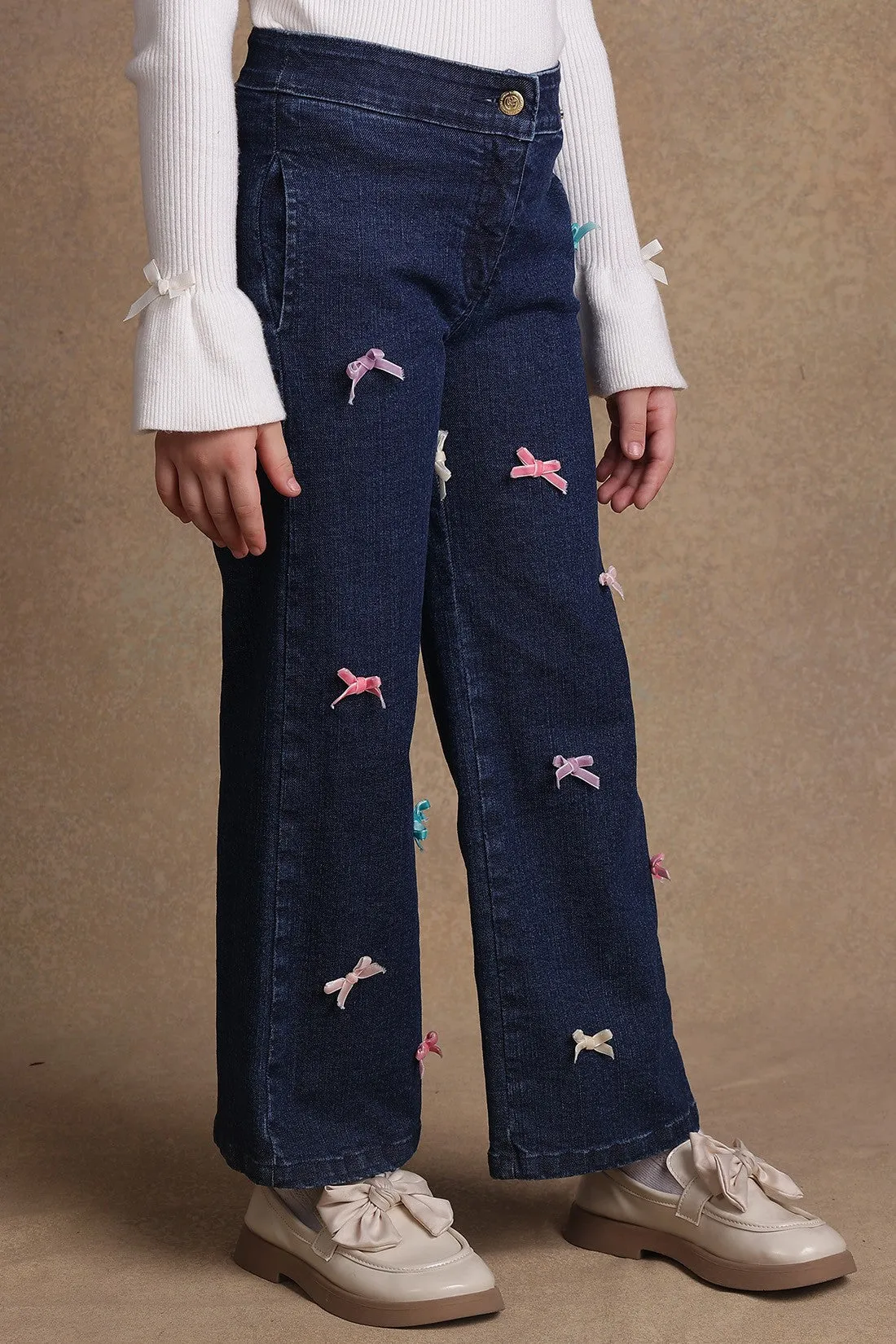 One Friday Kids Girls Dark Blue Flared Jeans