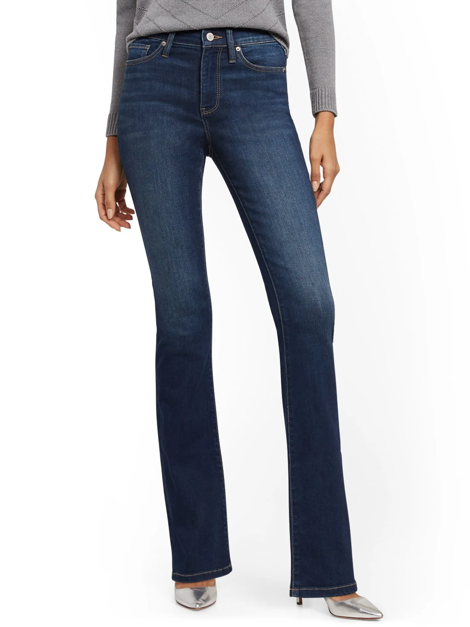 Petite High-Waisted Curvy Barely Bootcut Jeans - Bluebird Blue